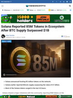 Solana Reported 85M Tokens in Ecosystem After BTC Supply Surpassed $1B - TheNewsCrypto