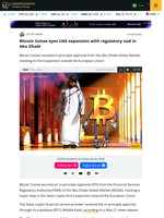 Bitcoin Suisse eyes UAE expansion with regulatory nod in Abu Dhabi