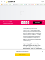 Crypto News Today: Coinbase to Increase Its Investment in Indian Exchange CoinDCX