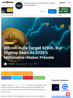 Bitcoin Bulls Target $150K, But Digitap Seen As 2025’s Millionaire-Maker Presale | Live Bitcoin News