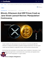 Bitcoin, Ethereum And XRP Prices Crash as Jane Street Lawsuit Revives ‘Manipulation’ Controversy