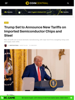 Trump Set to Announce New Tariffs on Imported Semiconductor Chips and Steel - CoinCentral