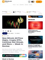 New Bitcoin All-Time Highs, Crypto ETFs Continue Hot Streak,
and More — Week in Review