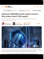 Arbitrum’s 22M ARB transfer sparks concern - Why traders watch THIS support - AMBCrypto