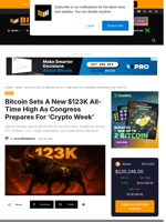 Bitcoin Sets A New $123K All-Time High As Congress Prepares For ‘Crypto Week’