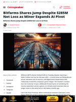 Bitfarms Shares Jump Despite $285M Net Loss as Miner Expands AI Pivot - Coinspeaker