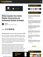 Mellow launches Core Vaults: Modular Infrastructure for Institutional Onchain Strategies