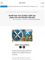 Pundit Says Your $1,000 in XRP Can Easily Turn Into $10,000–$50,000