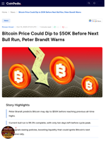 Bitcoin Price Could Dip to $50K Before Next Bull Run, Peter Brandt Warns