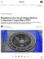 Regulators Eye Stock Jumps Before Corporate Crypto Buys: WSJ - Decrypt