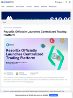 RezorEx Officially Launches Centralized Trading Platform