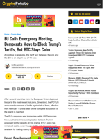 EU Calls Emergency Meeting, Democrats Move to Block Trump's Tariffs, But BTC Stays Calm