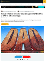 Disagreement Means a DAO Is Healthy: Curve Finance Founder