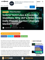 Solana Tests Lows & Cardano Stabilizes, Why ZKP’s 190M Token Daily Presale Auction Changes Market Focus | Live Bitcoin News