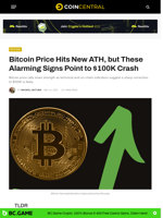 Bitcoin Price Hits New ATH, but These Alarming Signs Point to $100K Crash - CoinCentral