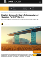 Ripple’s Stablecoin Boom Raises Awkward Question For XRP Holders - DailyCoin