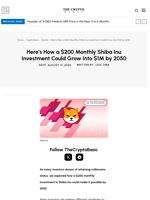 Here’s How a $200 Monthly Shiba Inu Investment Could Grow Into $1M by 2050