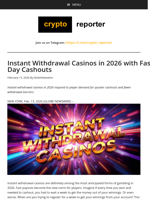 Instant Withdrawal Casinos in 2026 with Fast Same-Day Cashouts