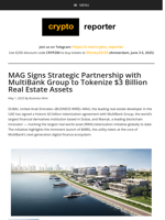 MAG Signs Strategic Partnership with MultiBank Group to Tokenize $3 Billion Real Estate Assets