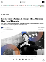 Elon Musk's SpaceX Moves $133 Million Worth of Bitcoin - Decrypt