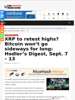XRP to retest highs? Bitcoin won’t go sideways for long: Hodler’s Digest, Sept. 7 – 13 - The Crypto News Wire