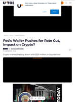 Fed's Waller Pushes for Rate Cut, Impact on Crypto? - U.Today
