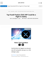 Top Pundit Predicts $100 XRP Could Be a Flight to Safety