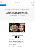 Ripple CEO Says Bitcoin and XRP Communities Share More in Common