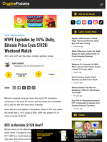 HYPE Explodes by 14% Daily, Bitcoin Price Eyes $112K: Weekend Watch