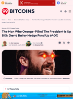 The Man Who Orange-Pilled The President Is Up BIG: David Bailey Hedge Fund Up 640% - 99Bitcoins