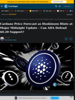Cardano Price Forecast as Hoskinson Hints at Major Midnight Update - Can ADA Defend $0.20 Support?