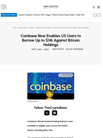 Coinbase Now Enables US Users to Borrow Up to $1M Against Bitcoin Holdings