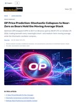 OP Price Prediction: Stochastic Collapses to Near-Zero as Bears Hold the Moving Average Stack - Blockchain.News