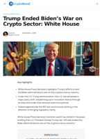 Trump Ended Biden's War on Crypto Sector: White House