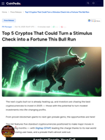 Top 5 Cryptos That Could Turn a Stimulus Check into a Fortune This Bull Run