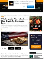 Crypto Allowed To Be Held By Banks For Blockchain Fees: OCC