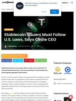 Stablecoin Issuers Must Follow U.S. Laws, Says Circle CEO | Live Bitcoin News