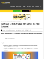 1,000,000 ETH in 30 Days: Here Comes the Next Explosion?