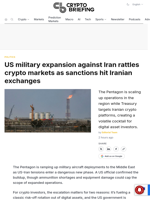 US military expansion against Iran rattles crypto markets as sanctions hit Iranian exchanges