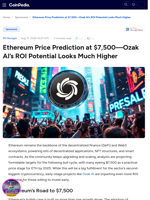 Ethereum Price Prediction at $7,500—Ozak AI’s ROI Potential Looks Much Higher