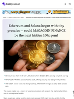 Ethereum and Solana Started Small — Could MAGACOIN FINANCE Become the Best Crypto Presale 2025 Pick?
