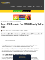 Report: BTC Treasuries Face $12.8B Maturity Wall by 2028