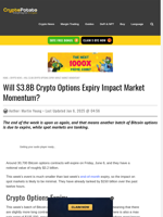 Will $3.8B Crypto Options Expiry Impact Market Momentum?