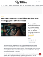 US stocks slump as utilities decline and energy gains offset losses