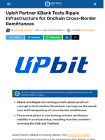 Upbit Partner KBank Tests Ripple Infrastructure for Onchain Cross-Border Remittances