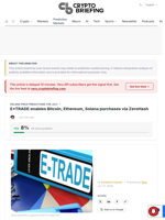 E*TRADE enables Bitcoin, Ethereum, Solana purchases via ZeroHash
