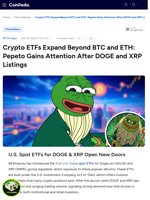 Crypto ETFs Expand Beyond BTC and ETH: Pepeto Gains Attention After DOGE and XRP Listings