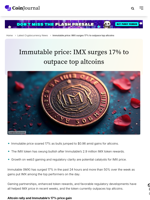 Immutable price: IMX surges 17% to outpace top altcoins - CoinJournal