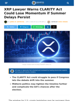 XRP Lawyer Warns CLARITY Act Could Lose Momentum if Summer Delays Persist – Crypto News Flash