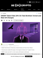 DADDY Token Falls 24% On Tate Brothers’ Arrest and New UK Charges